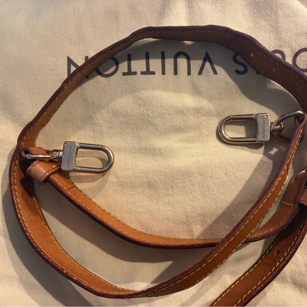 Authentic Louis Vuitton Brown and Tan Leather Shoulder Strap with Gold Hardware - Picture 8 of 11